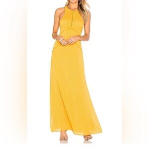 House of Harlow 1960 x Revolve Allegra Mustard Yellow Textured Maxi Dress size M
